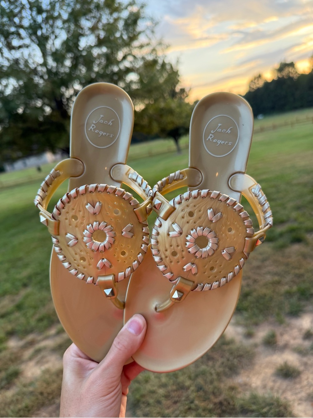 Jack Roger Jelly Gold Flip Flops Georgica